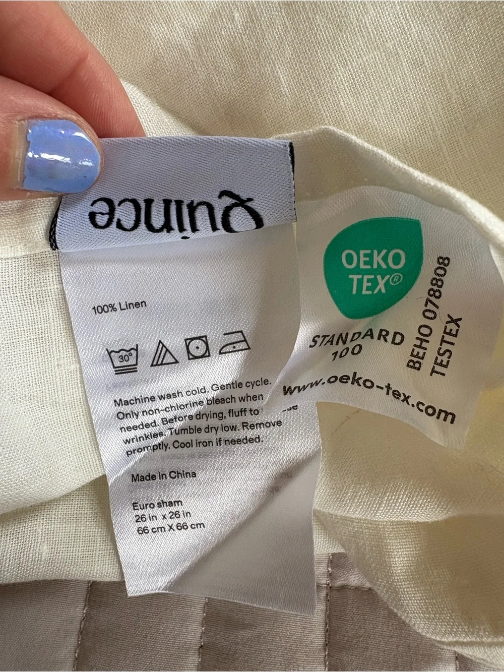 Like New Quince European Linen Euro Sham Set -